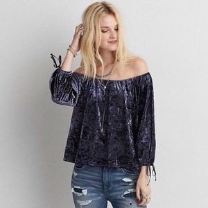 NWOT AMERICAN EAGLE Velvet Off-the-Shoulder Top